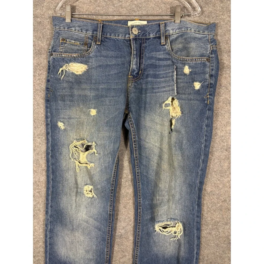 Aeropostale Bowery‎ Slim Straight Distressed Ripped Jeans Mens Size 34x32